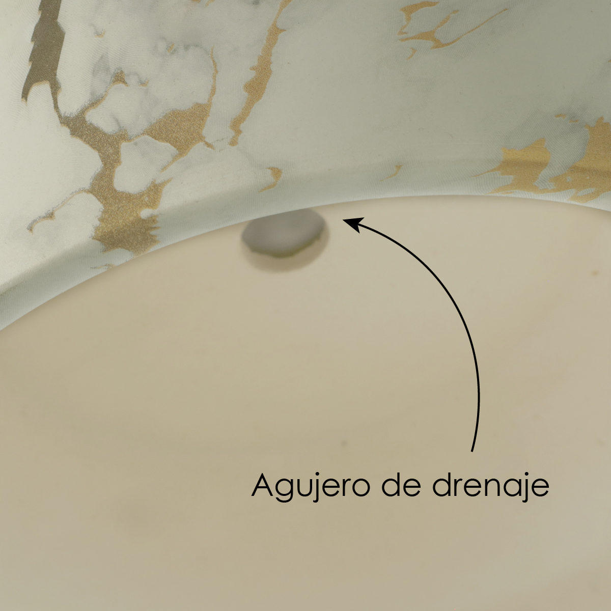 Macetero Efecto Mármol Maceta De Cerámica 27 Cm Diámetro (Dorado)