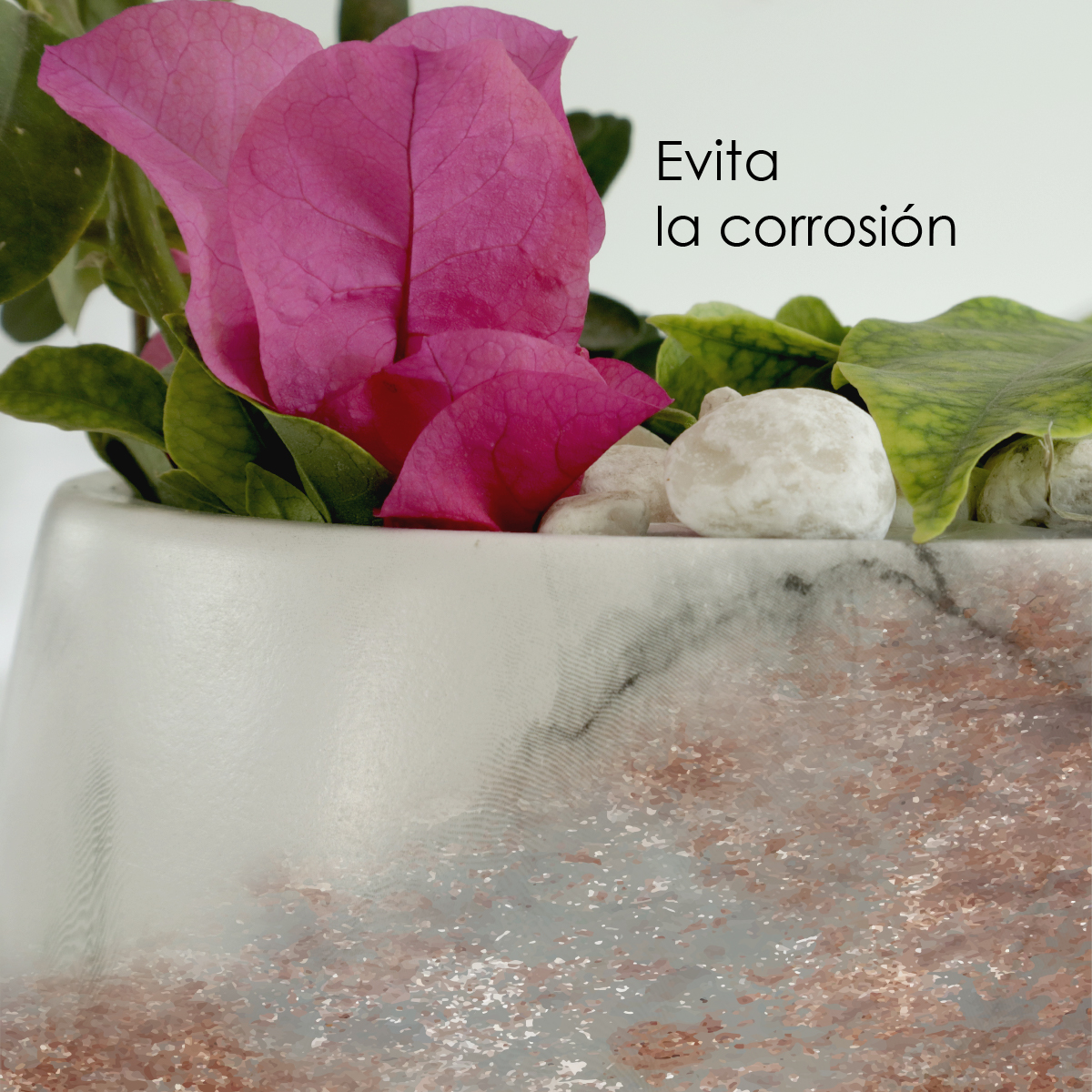 Macetero Efecto Mármol Maceta De Cerámica 22 Cm Diámetro (Gris)