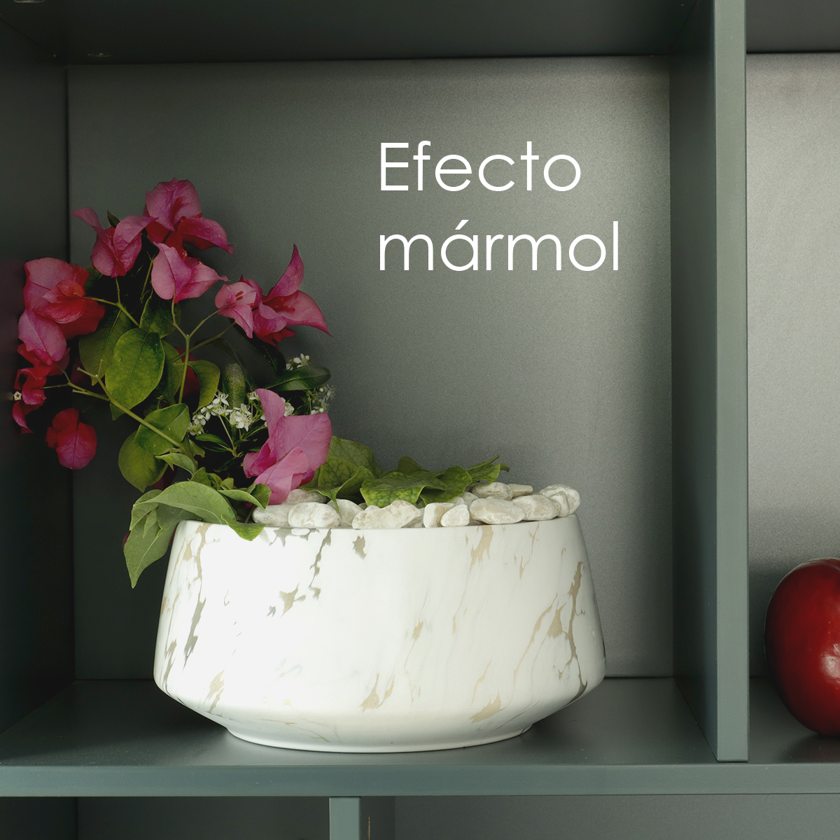 Macetero Efecto Mármol Maceta De Cerámica 22 Cm Diámetro (Dorado)