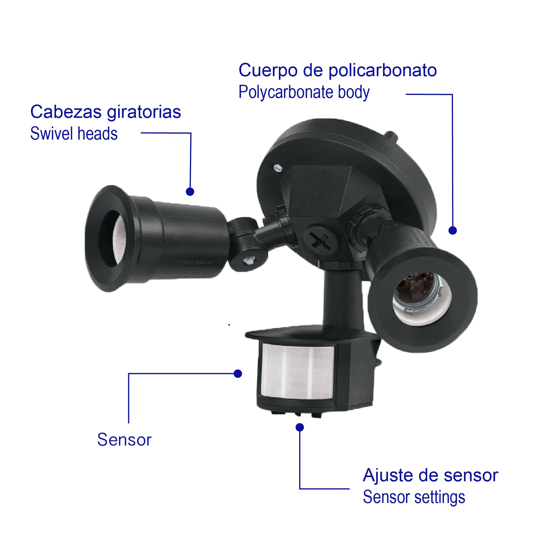 Lampara De Seguridad Exterior Con Sensor De Luz Y Movimiento Negra