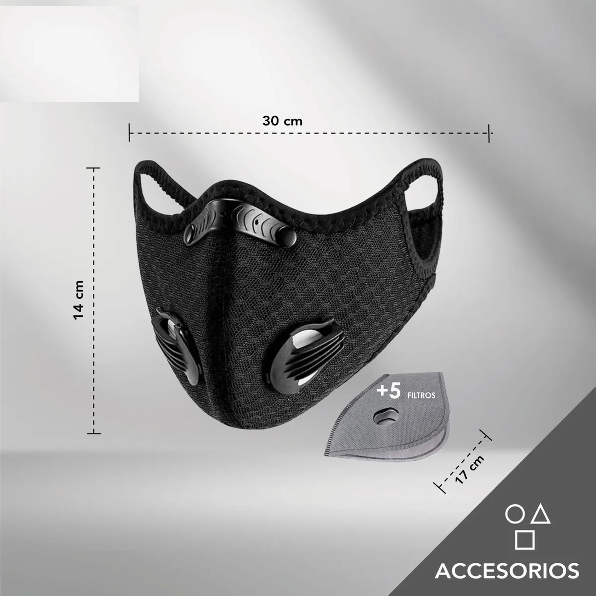 Mascara Cubrebocas Filtro + 5 Filtros Carbon Activado