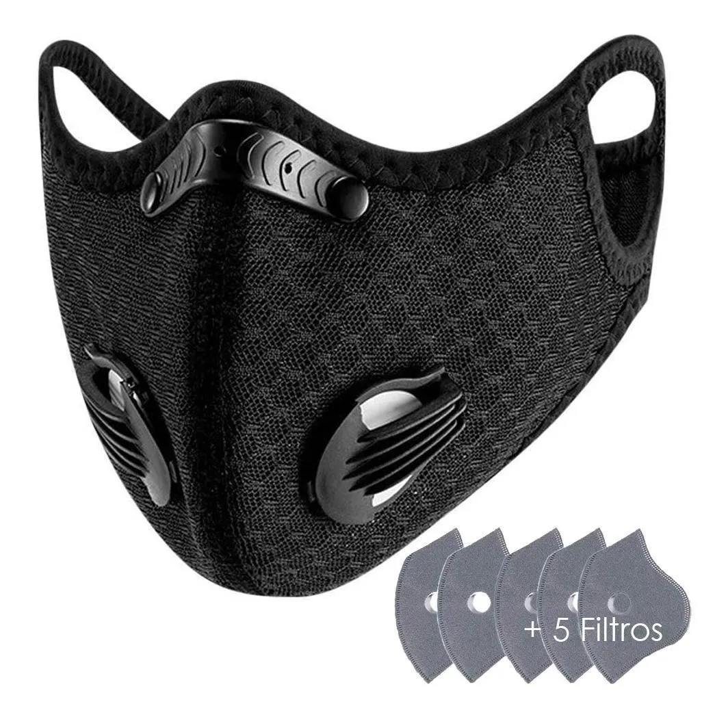 Mascara Cubrebocas Filtro + 5 Filtros Carbon Activado