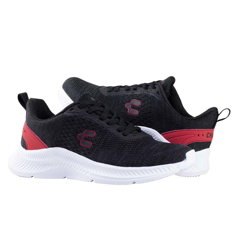 TENIS CHARLY RUNNING HOMBRE MUJER THINNY 1086205 NEGRO ROJO.