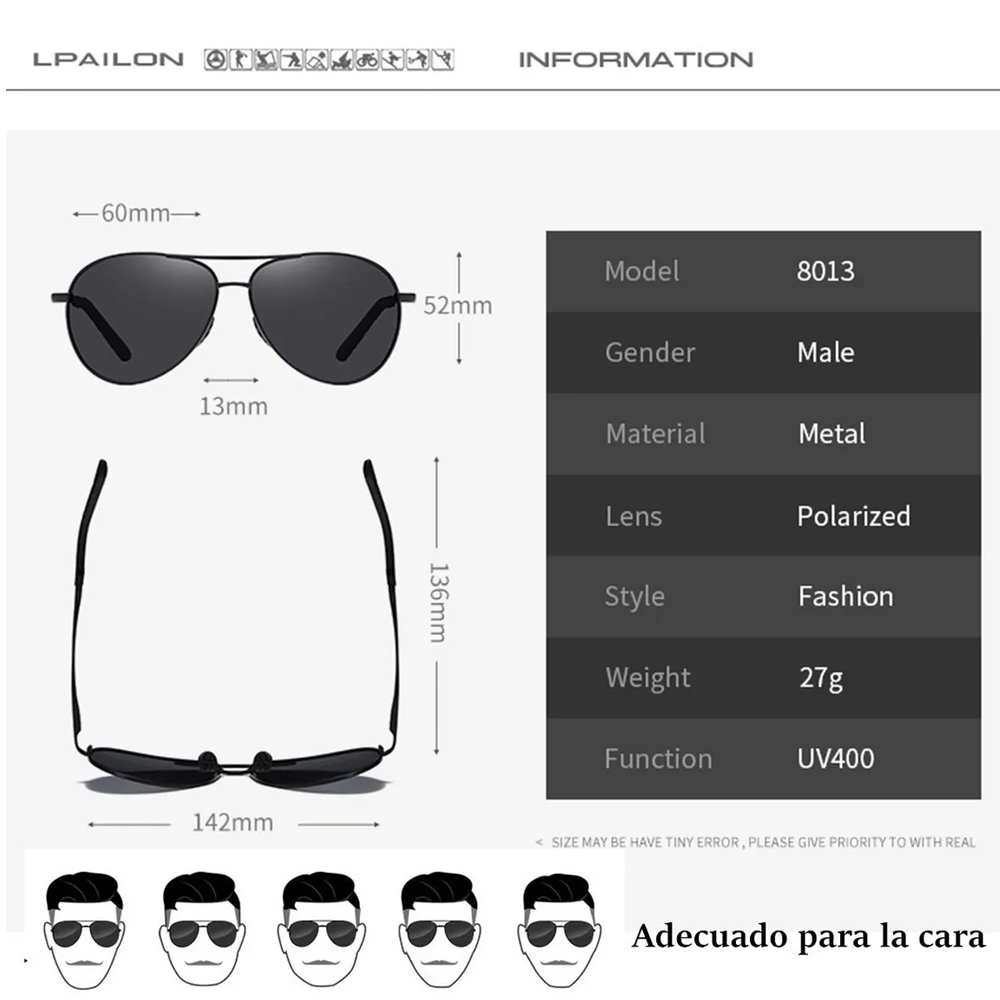 Lentes De Sol Casual Para Hombres Aluminio Gafas Polarizadas Conducir De Alta Calidad Uv400 Deportes De Playa