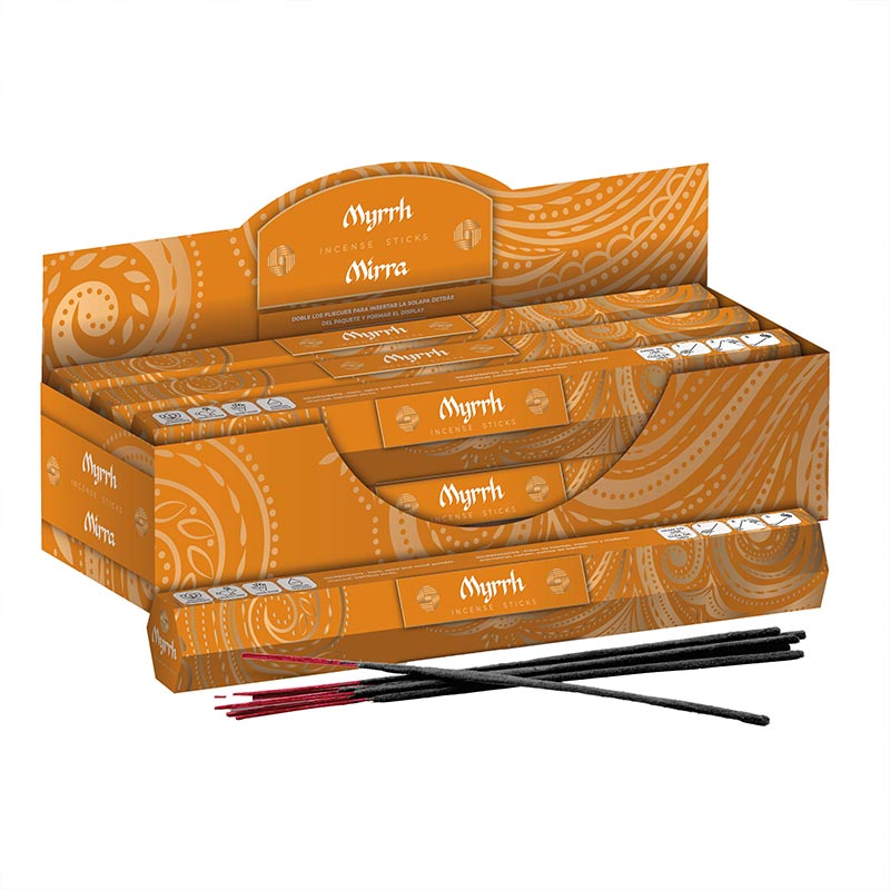 Punto Aroma - Incienso con aroma premium - Ingredientes naturales - Contenido 6 cajas con 20 varitas (Mirra, 120 unidades)