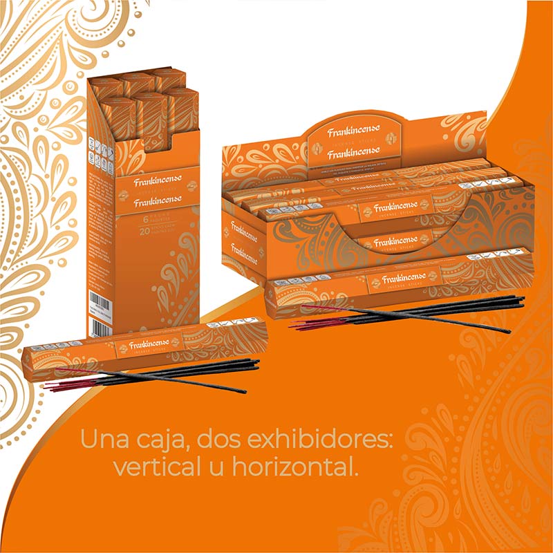 Punto Aroma - Incienso con aroma premium - Ingredientes naturales - Contenido 6 cajas con 20 varitas (Frankincense, 120 unidades)