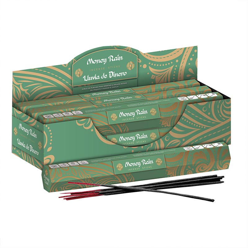 Punto Aroma - Incienso con aroma premium - Ingredientes naturales - Contenido 6 cajas con 20 varitas (Lluvia de dinero, 120 unidades)