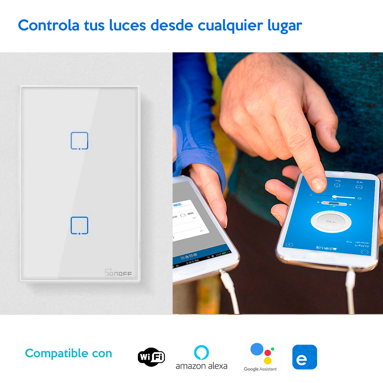 Apagador De Pared inteligente Touch Sonoff  Indicador LED para detectar más fácilmente los interruptores T2US2C Smart Wifi