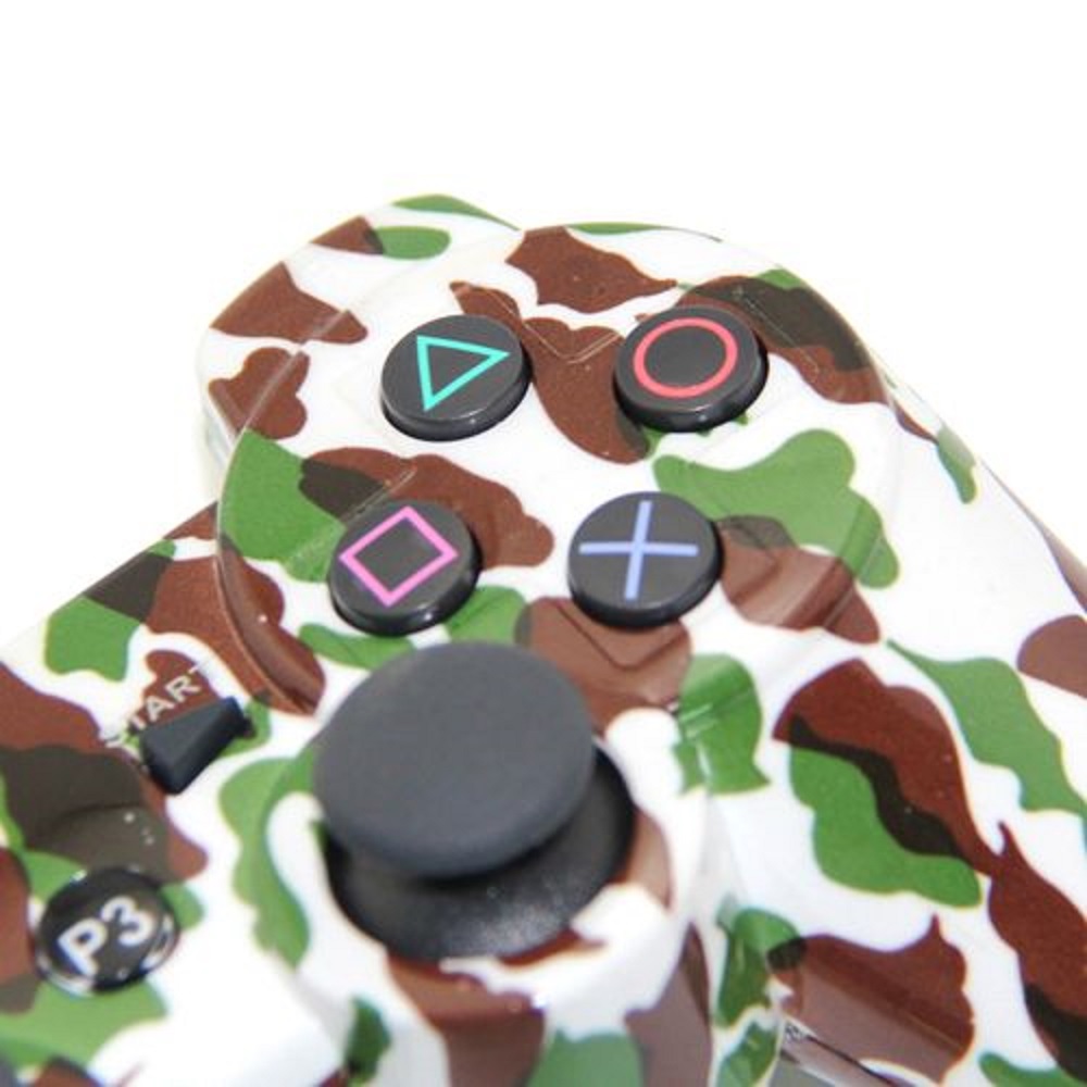 Control Genérico Compatible Con Ps3 Camuflaje Verde Inalámbrico