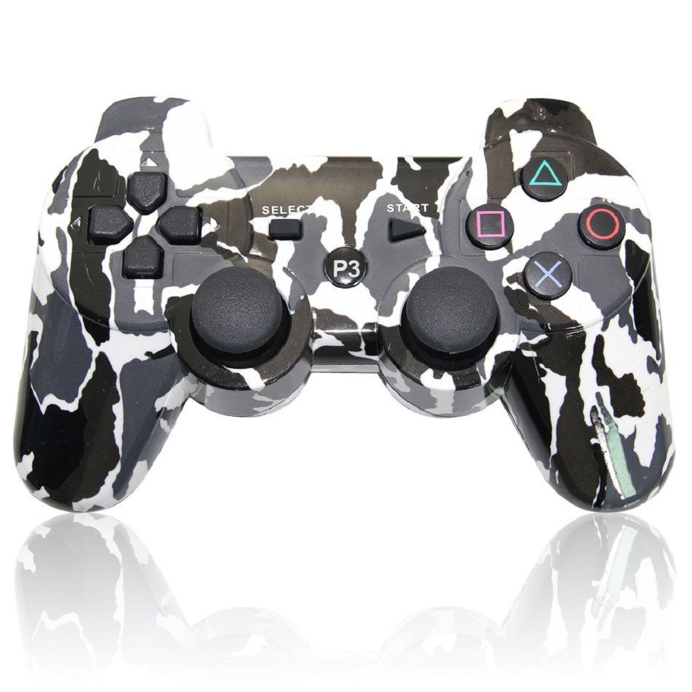 Control Genérico Compatible Con Ps3 Camuflaje Gris Inalámbrico