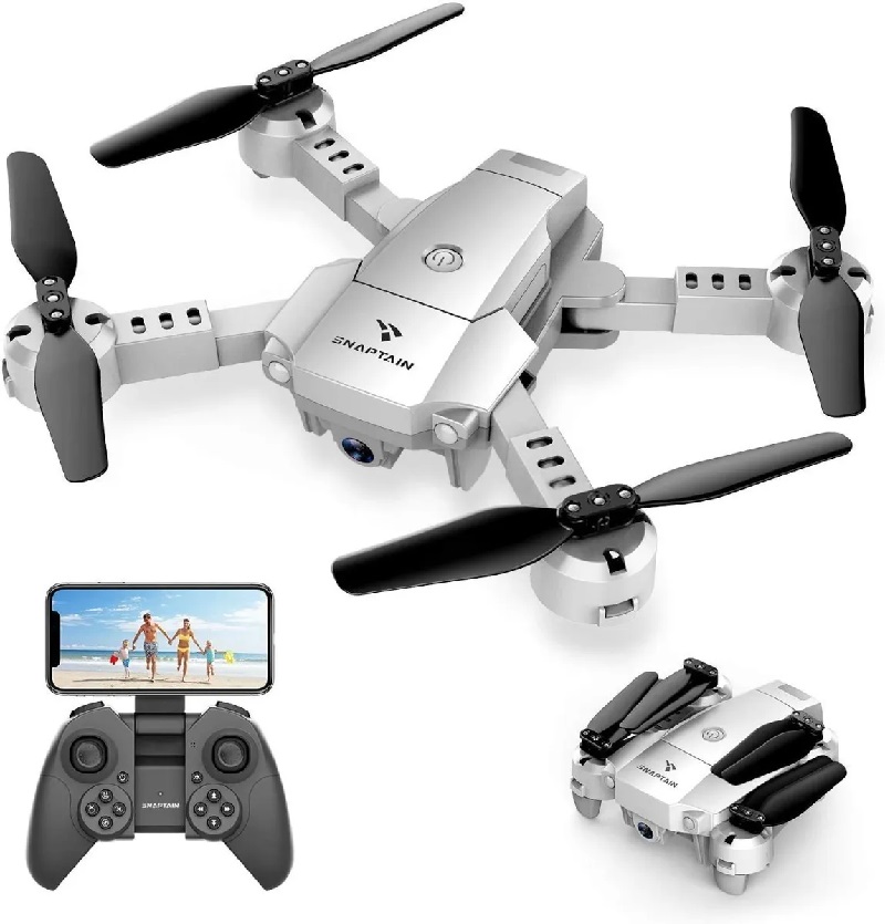 Mini Dron Snaptain A10 Plegable Con Camara Hd 720p Fpv Wifi. Gris