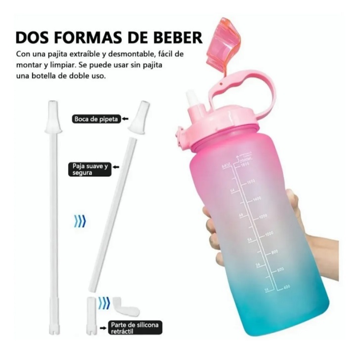 Botella Para Agua Deportiva Medio Galón Azul a Morado