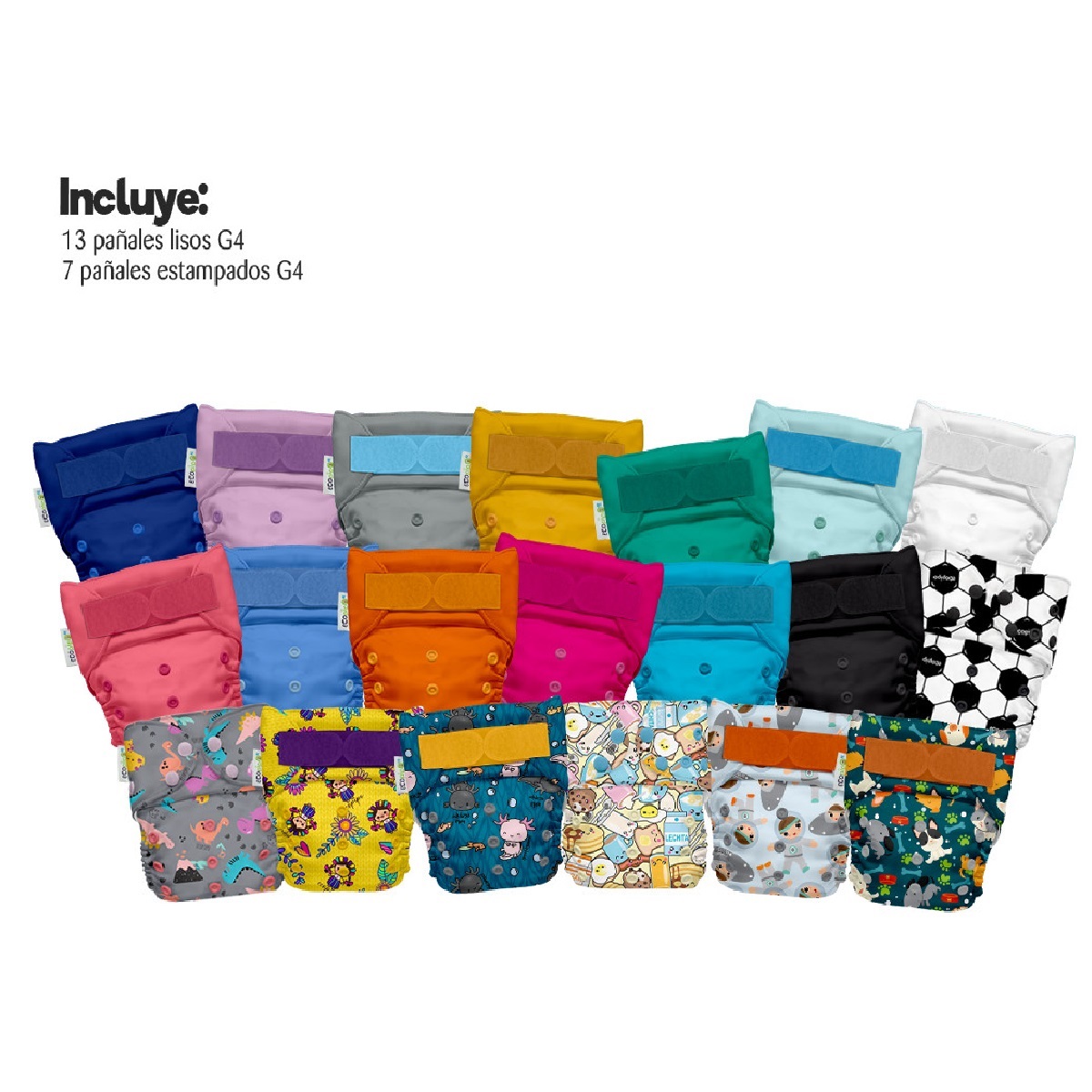 20 pack pañales de tela unitalla Ecopipo 