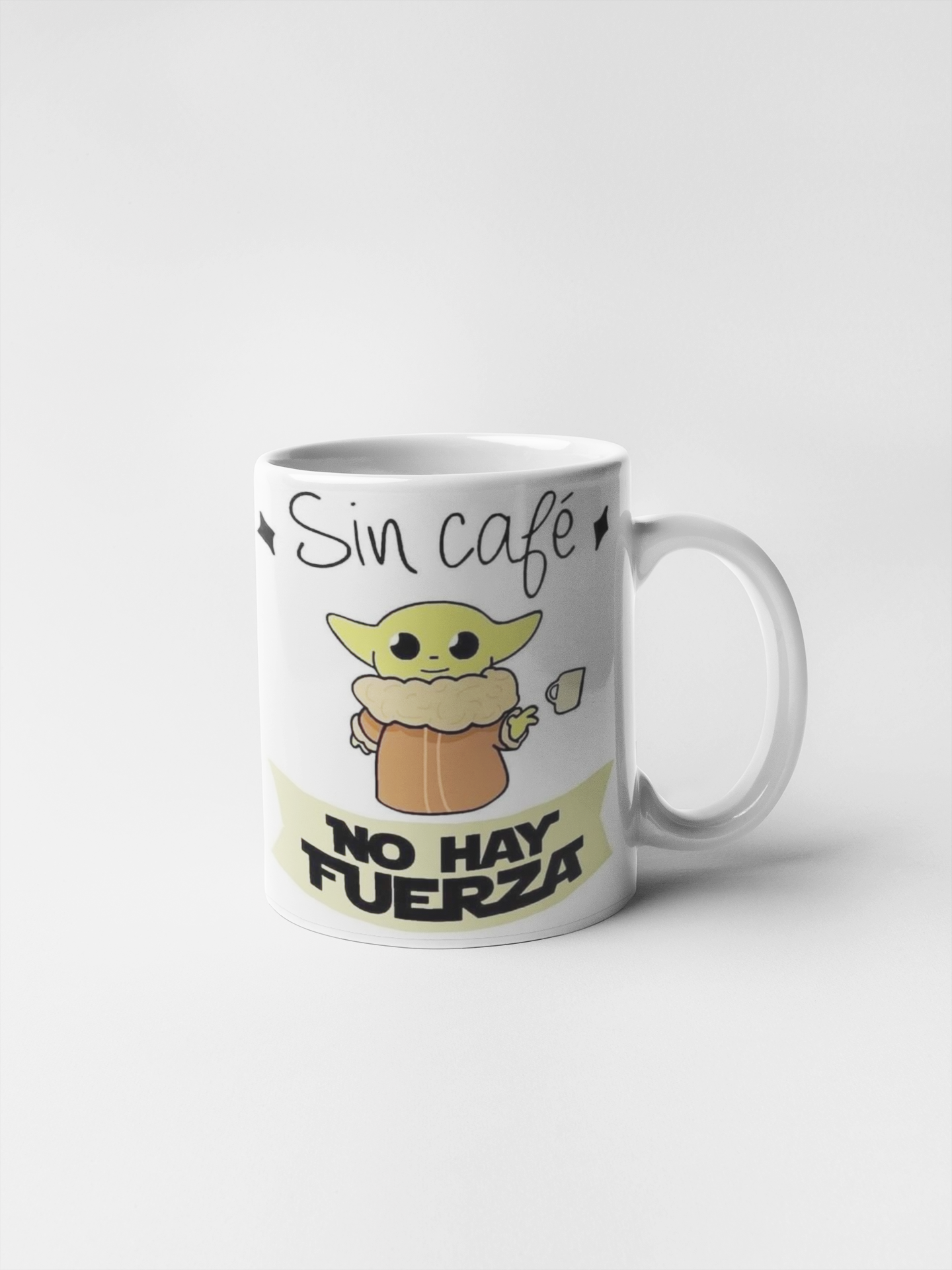 Taza blanca con diseño 