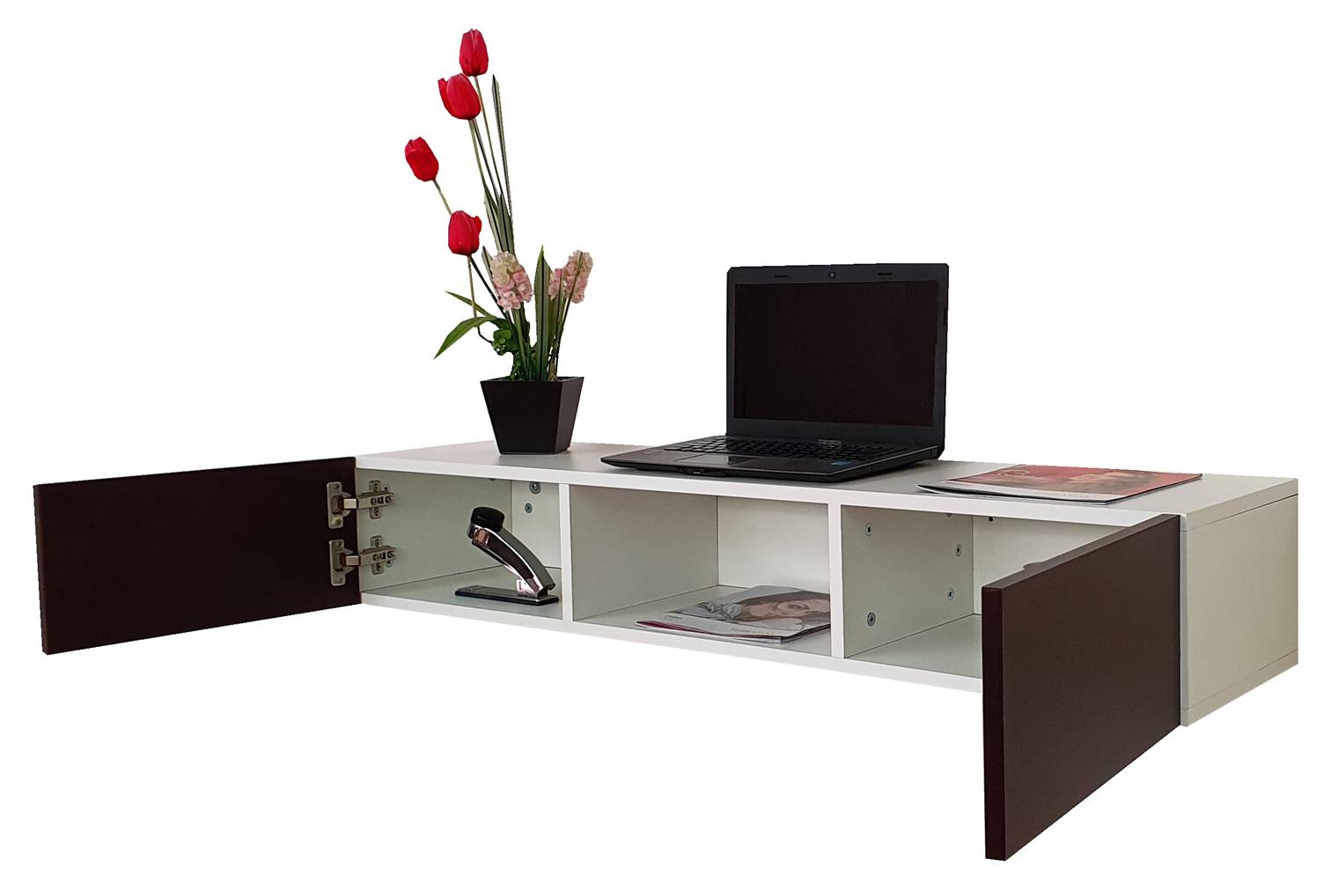 Repisa Escritorio Flotante Con Puertas Para Tv Minimalista