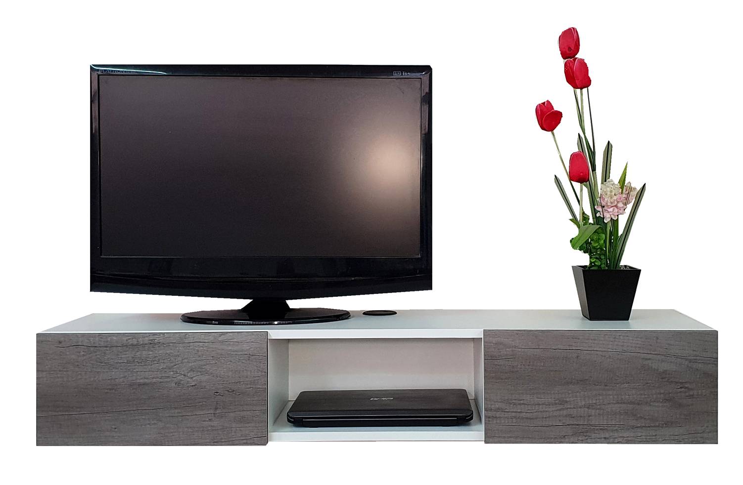 Repisa Escritorio Flotante Con Puertas Para Tv Minimalista
