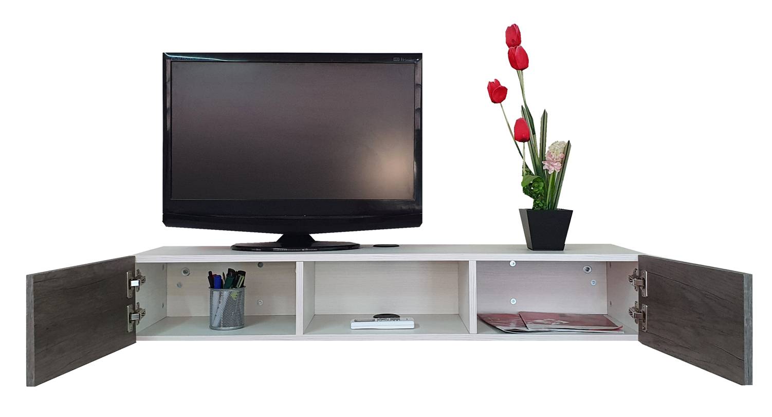 Repisa Escritorio Flotante Con Puertas Para Tv Minimalista