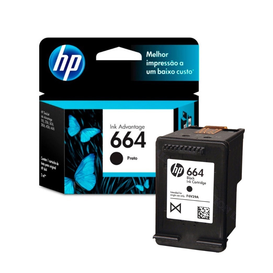 Cartucho Hp 664 Negro F6V29AL Ink Advantage 1115, 2134, 2135, 2675, 3635