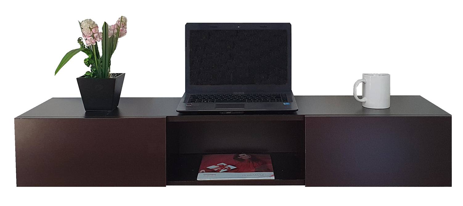 Repisa Escritorio Flotante Con Puertas Para Tv Minimalista