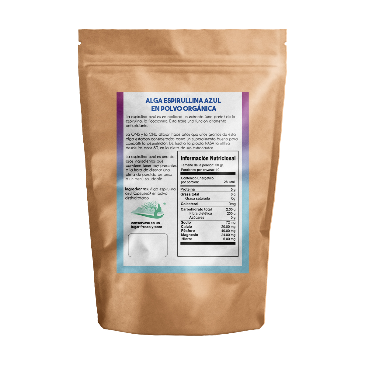 Alga Espirulina Azul Premium Orgánica Super Food 250 Gr