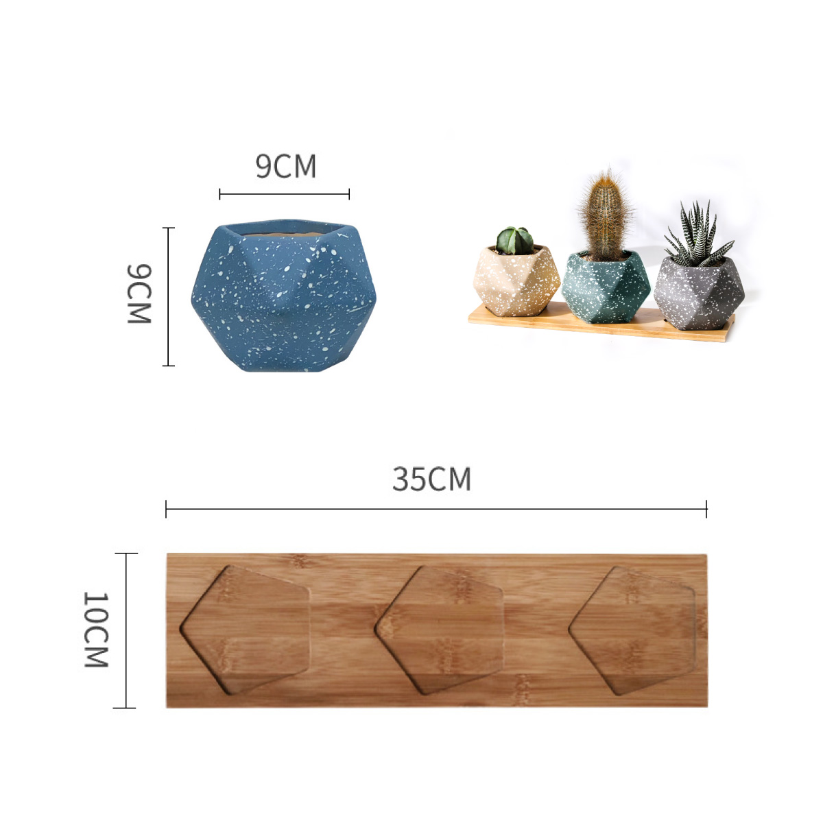 macetero geométrico 3 piezas