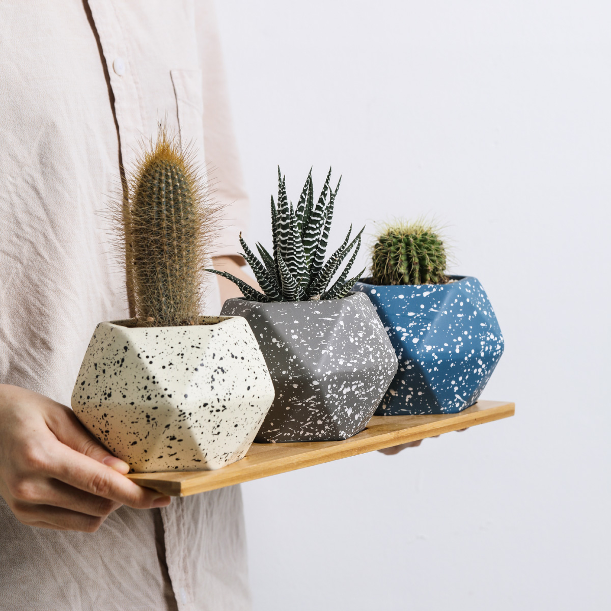 macetero geométrico 3 piezas