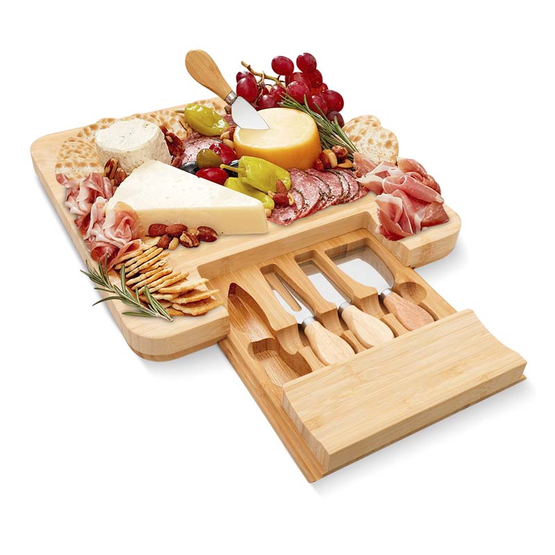 Tabla Para Quesos Y Carnes Frías De Bambú Con Accesorios Redlemon