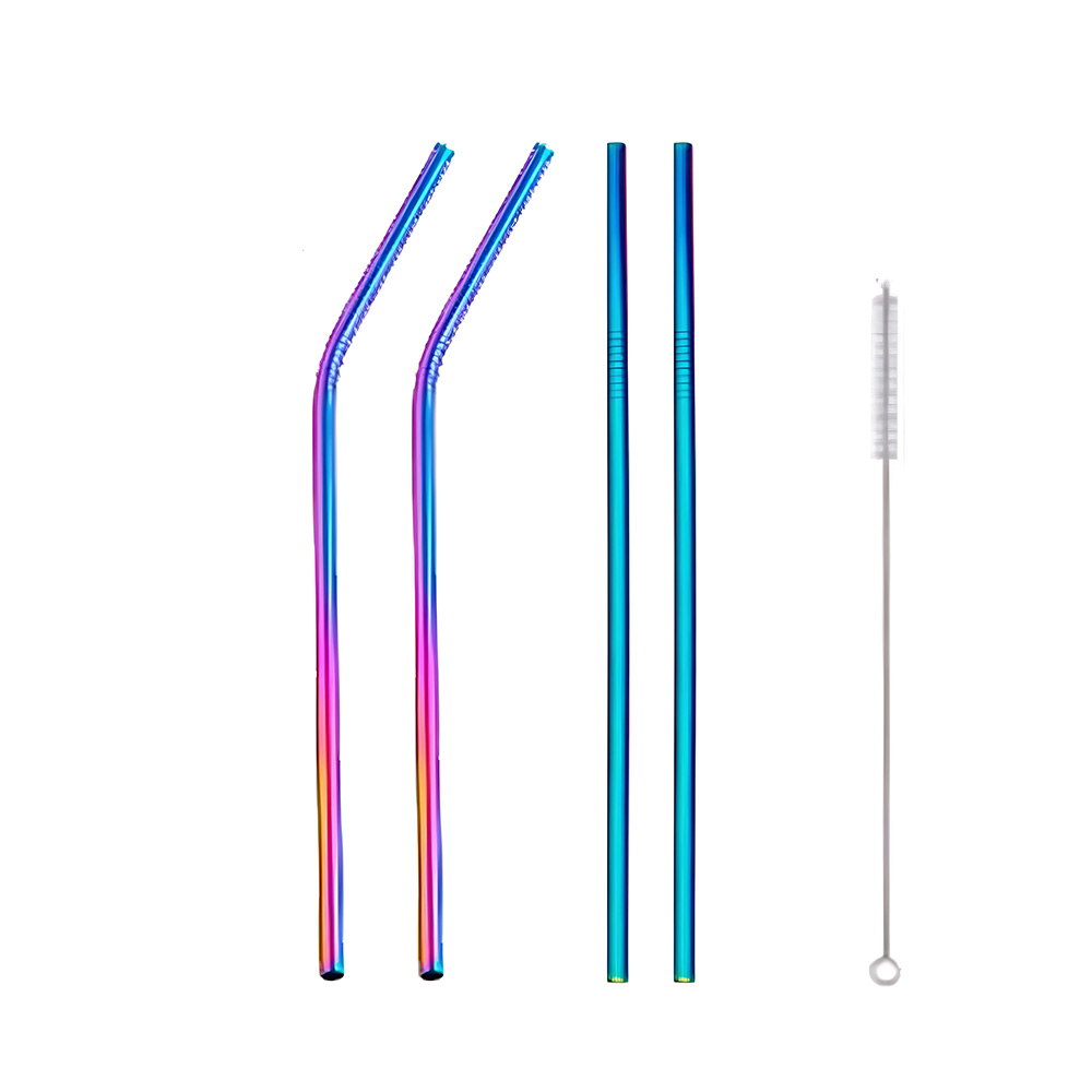 Juego De Popotes de Acero Inoxidable Color Tornasol GoshoppingMX