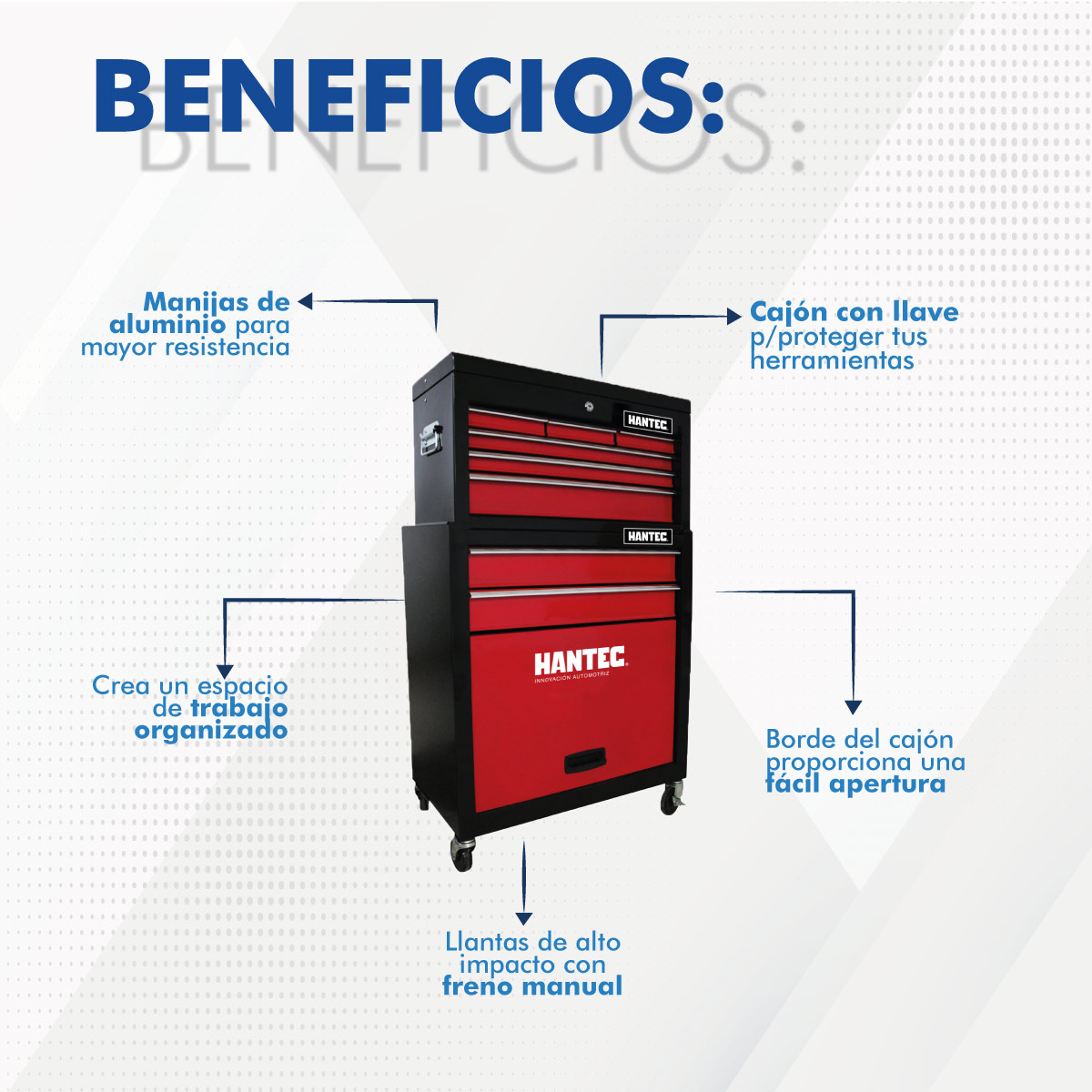 Caja de Herramientas más Gabinete Móvil con 9 Cajones color Rojo