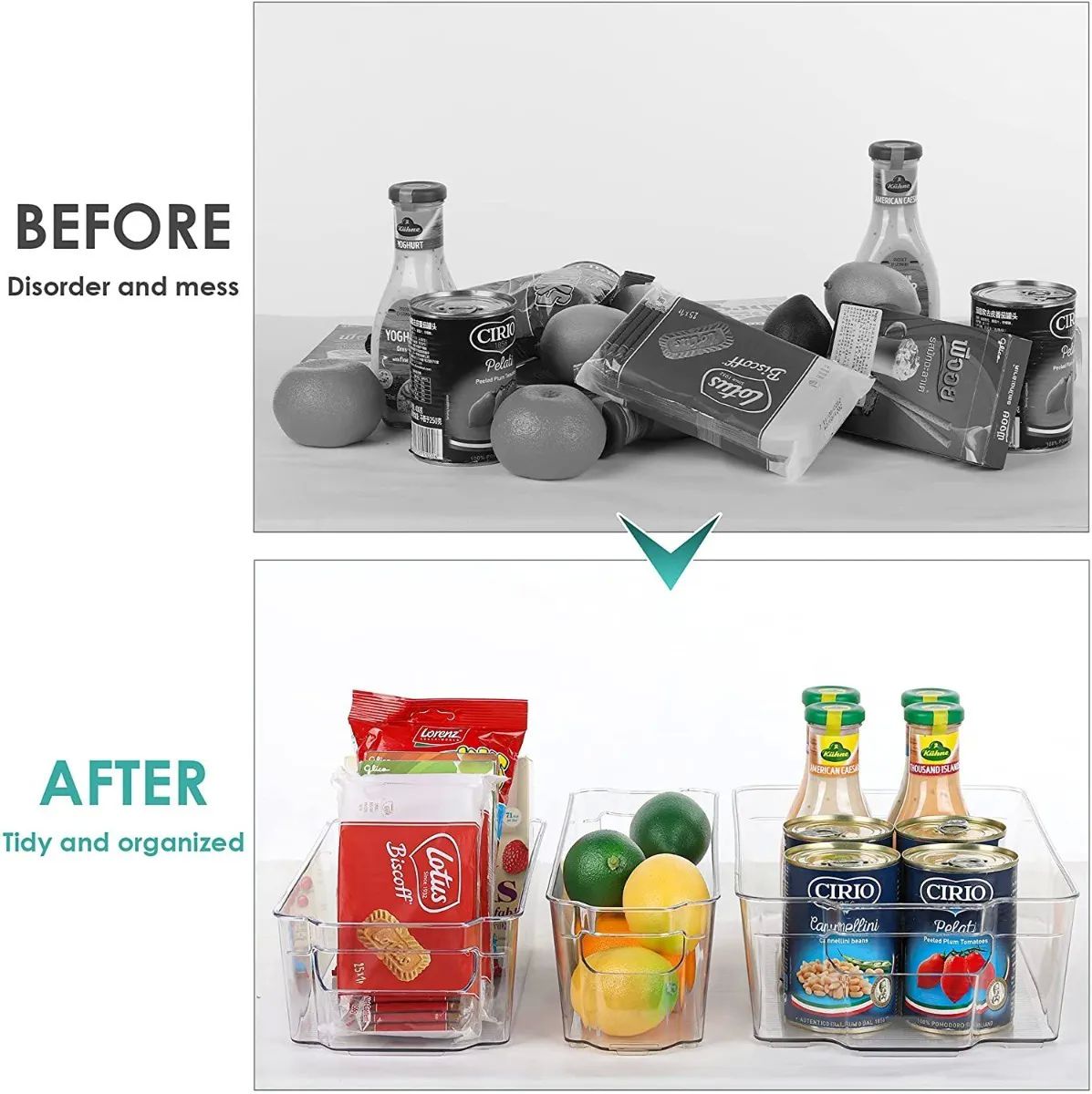 Set 2 Organizador Acrilico Apilable Despensa, Refrigerador