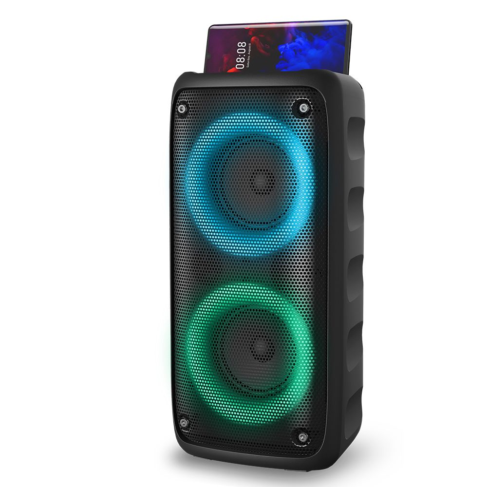 Bocina 4" x 2 Inalámbrica con Luz Led Hook STF Color Negro