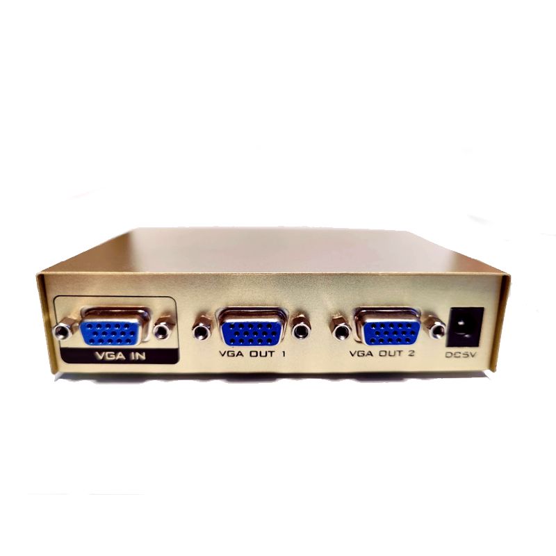 DIVISOR SPLITTER 1 ENTRADA VGA A 2 SALIDAS VGA CONECTA DOS MONITORES, COLOR DORADO