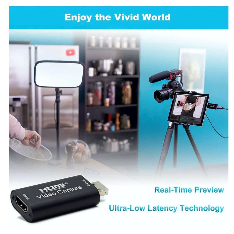 TARJETA CAPTURADORA DE AUDIO Y VIDEO HDMI POR PUERTO USB PARA PC, LAPTOP