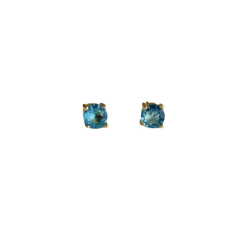 Aretes Punto Azul- Bañado en Oro 18K- Dorado