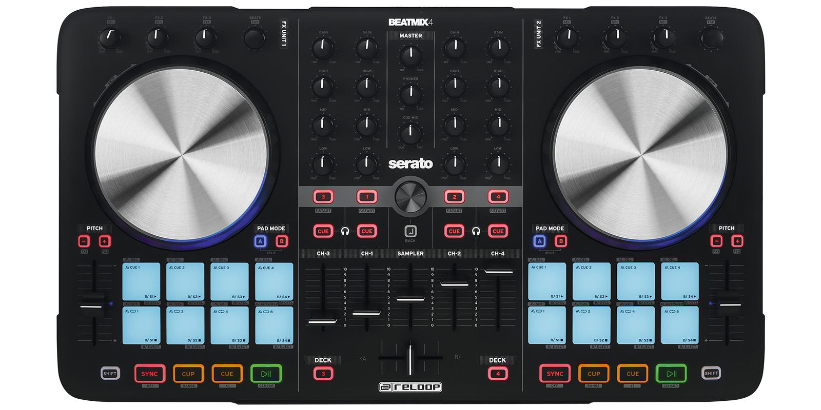 Controlador Dj 4 Canales Serato Reloop Beatmix 4 MK2-Negro