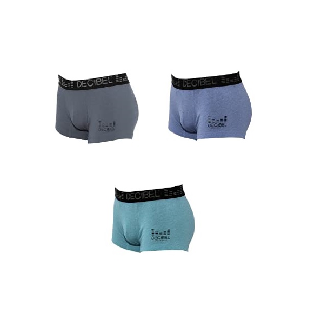 Decibel, Boxer, Ropa Interior para Hombre, Pack de 6 Piezas (Color: 2 Azul, 2 Gris, 2 Azul Marino), Transpirable Suave y Ajustado, trusas, Trousers,  Sport, Fibra Inteligente, Secado rápido