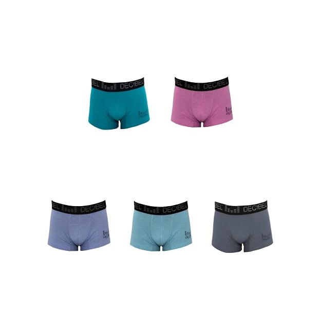 Decibel, Boxer, Ropa Interior para Hombre, Pack de 6 Piezas (Color: 1 Celeste, 2 Morados, 1 Azul, 1 Gris, 1 Azul Marino.), Transpirable Suave y Ajustado, trusas, Trousers,  Sport, Fibra Inteligente, Secado rápido