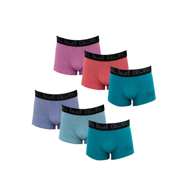 Decibel, Boxer, Ropa Interior para Hombre, Pack de 6 Piezas (Color: 2 Celestes, 1 Morado, 1 Azul, 1 Rojo, 1 Azul Marino.), Transpirable Suave y Ajustado, trusas, Trousers,  Sport, Fibra Inteligente, Secado rápido