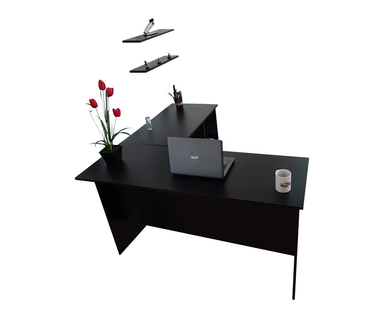 Escritorio En L Minimalista Para Home Office Con Repisas