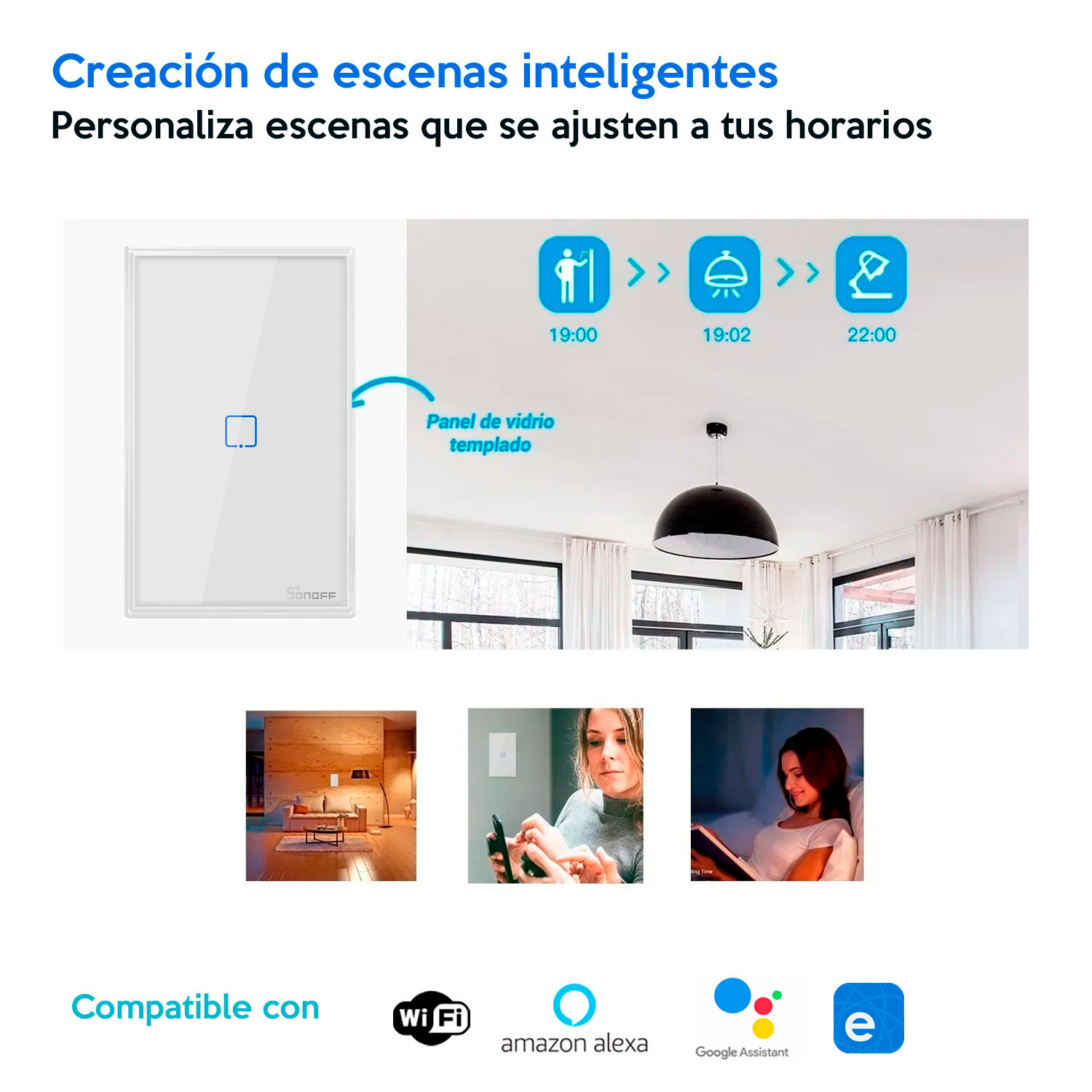 Apagador De Pared inteligente Touch Sonoff T2US1C Smart Wifi