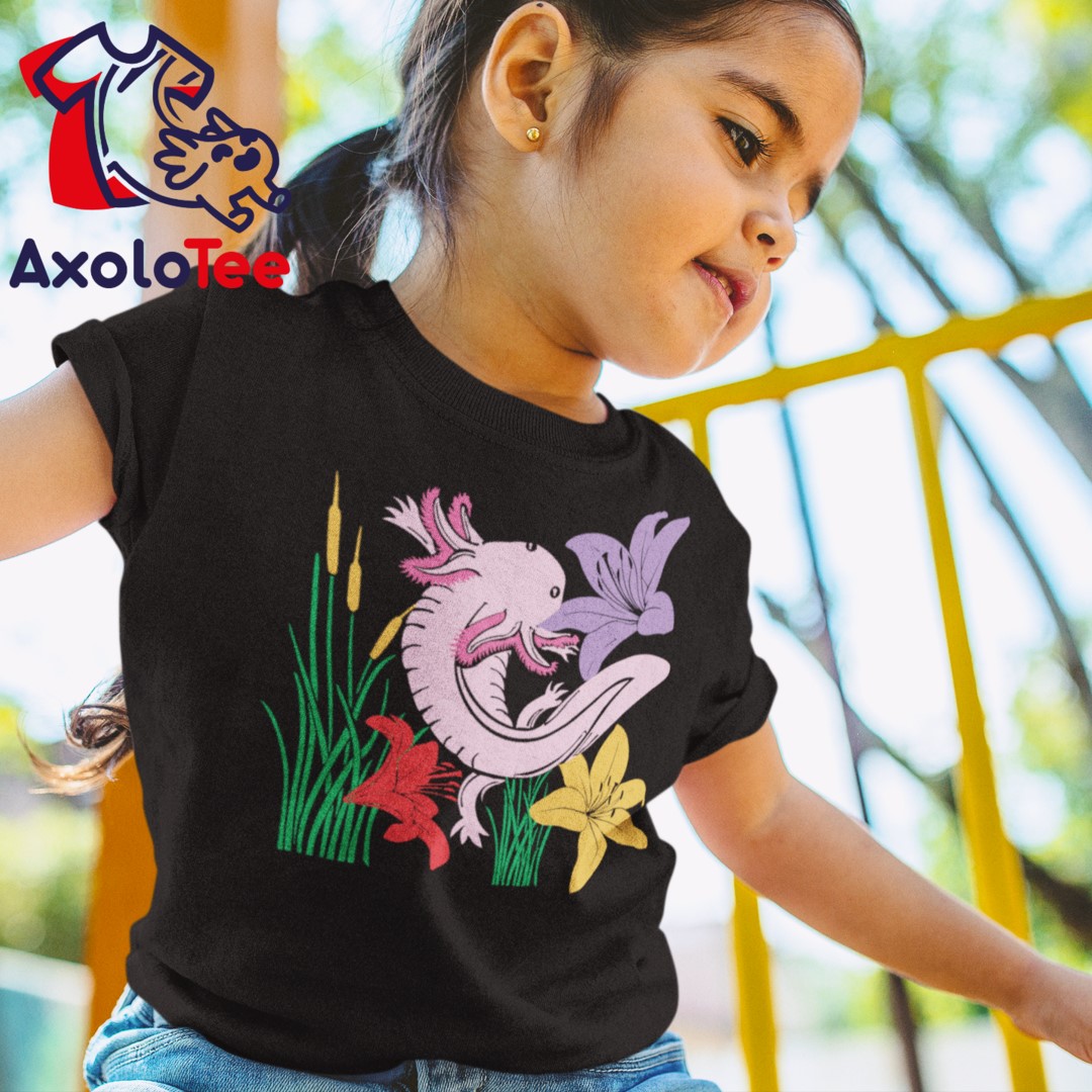 AxoloTee Playera Niña - Ajolote y Lirios