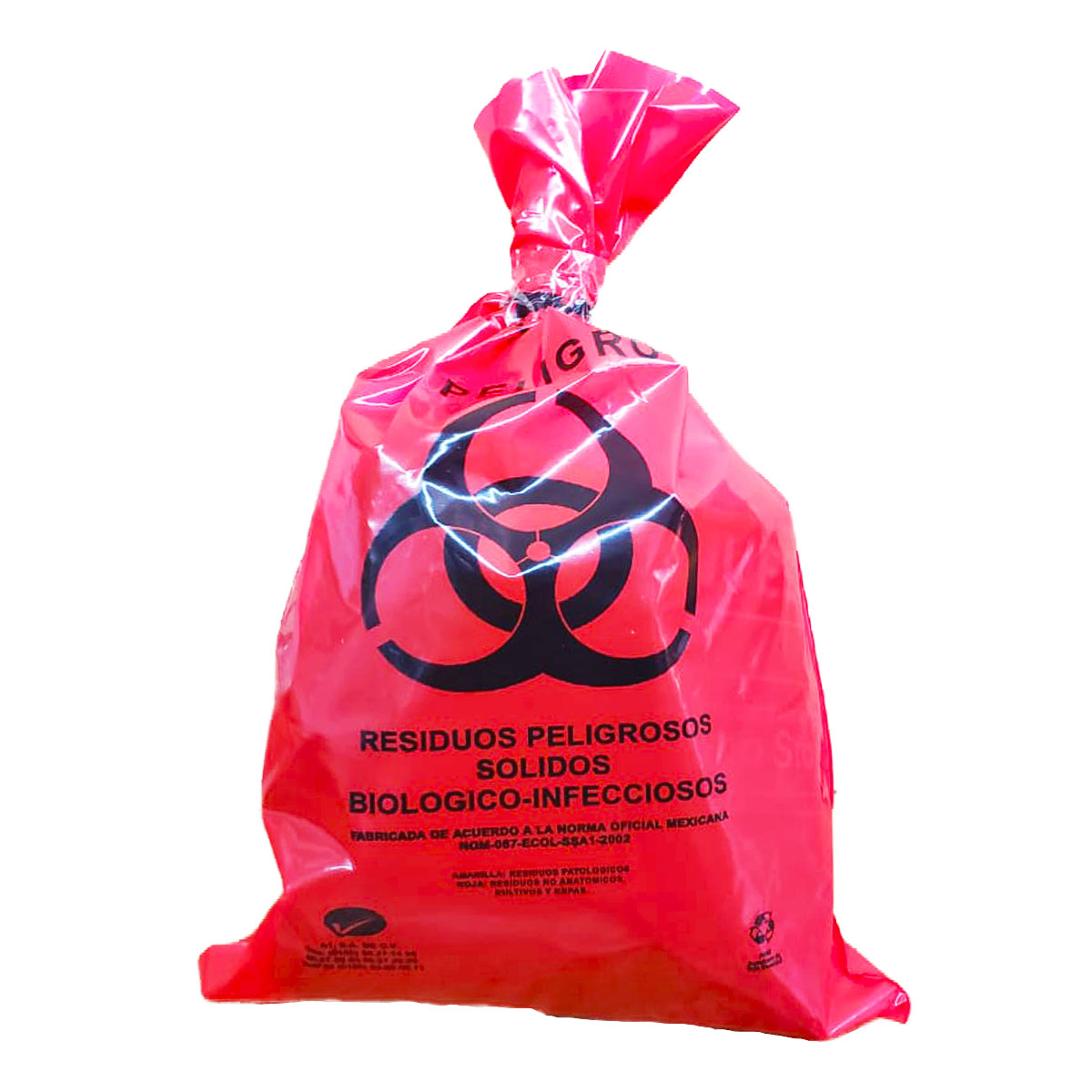 Bolsas rojas de plástico recolectoras de residuos biológicos infecciosos A1 LRO 20 200 paquete con 100 piezas en medidas de 20x30