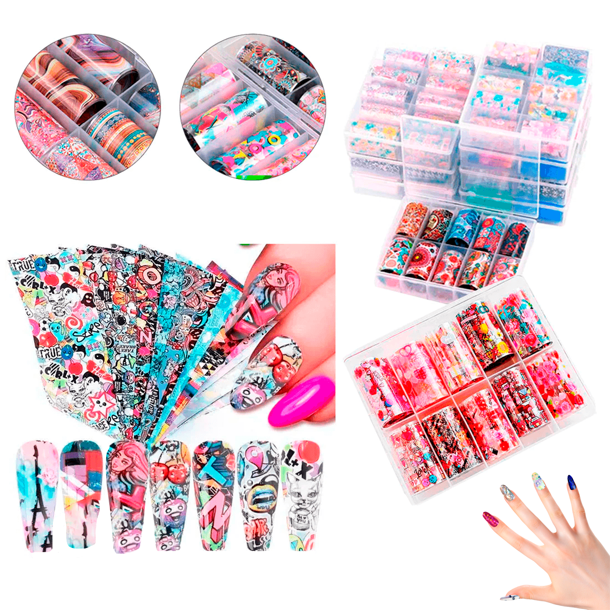 3 Cajas De Foil Para Uñas Papel Transfer Pegatinas Decoración Para Uñas Nail Art