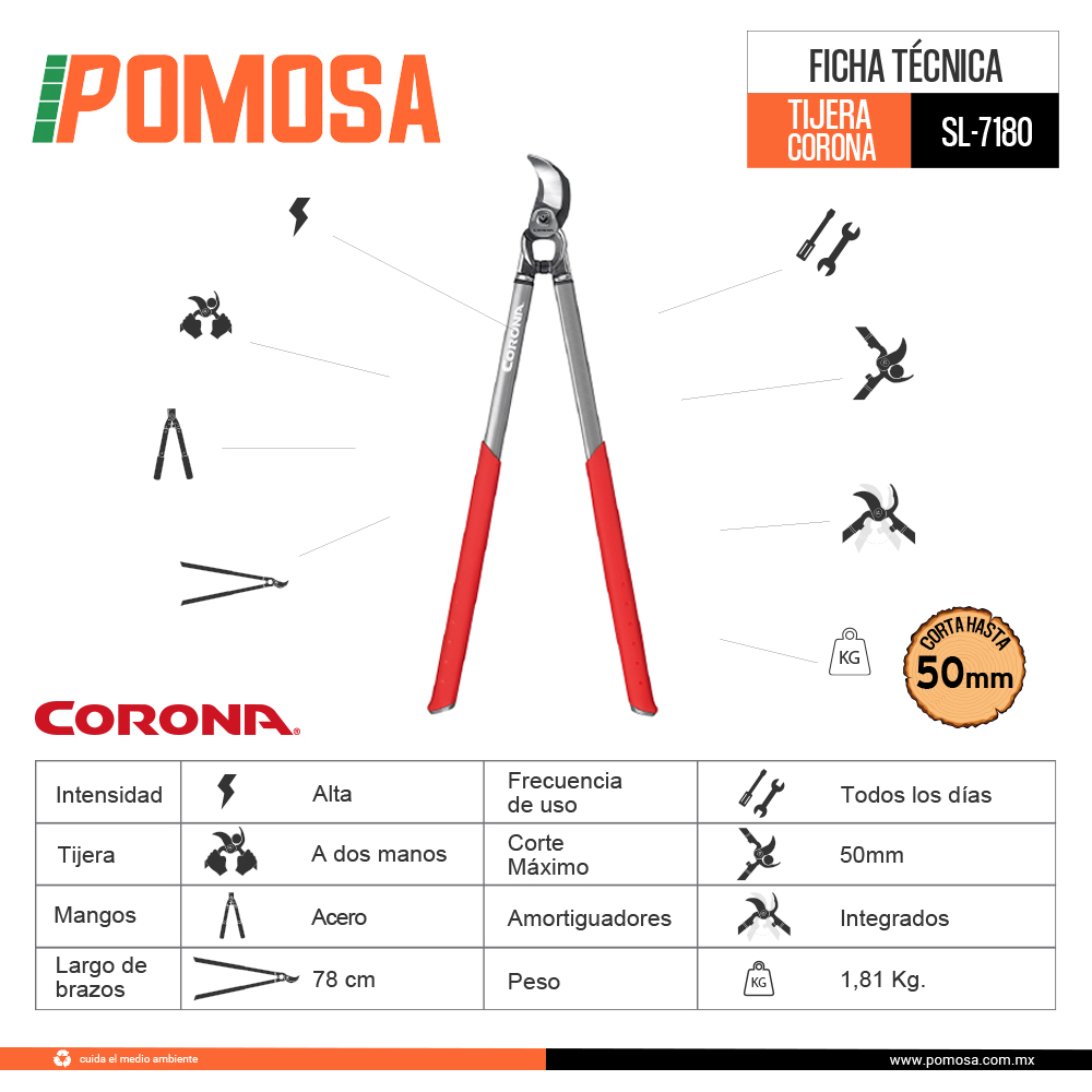 TIJERA PARA PODA DE ARBOLES CORONA SL-7180