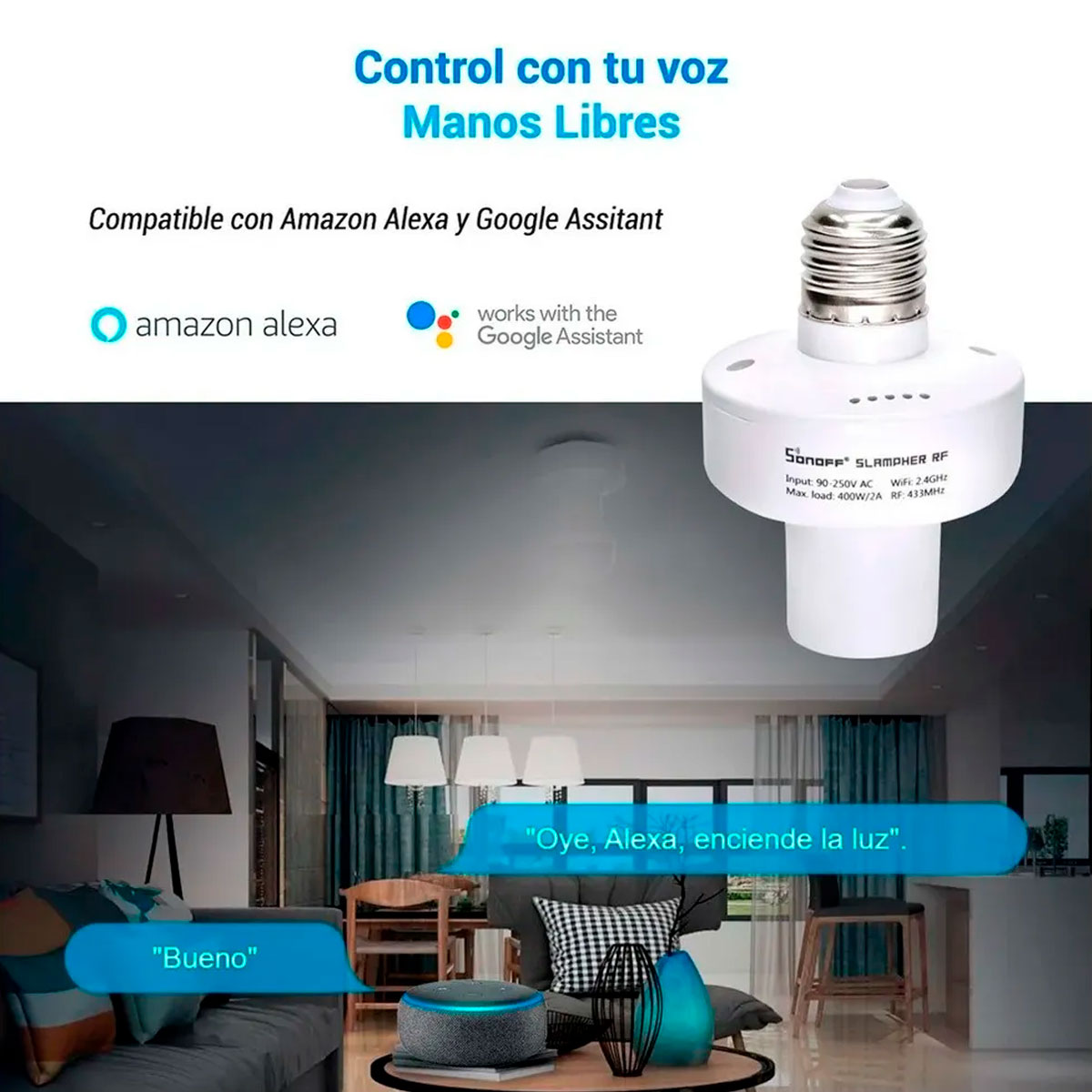 Socket Smart Wifi para foco rosca On/off Sonoff Slampher Rf