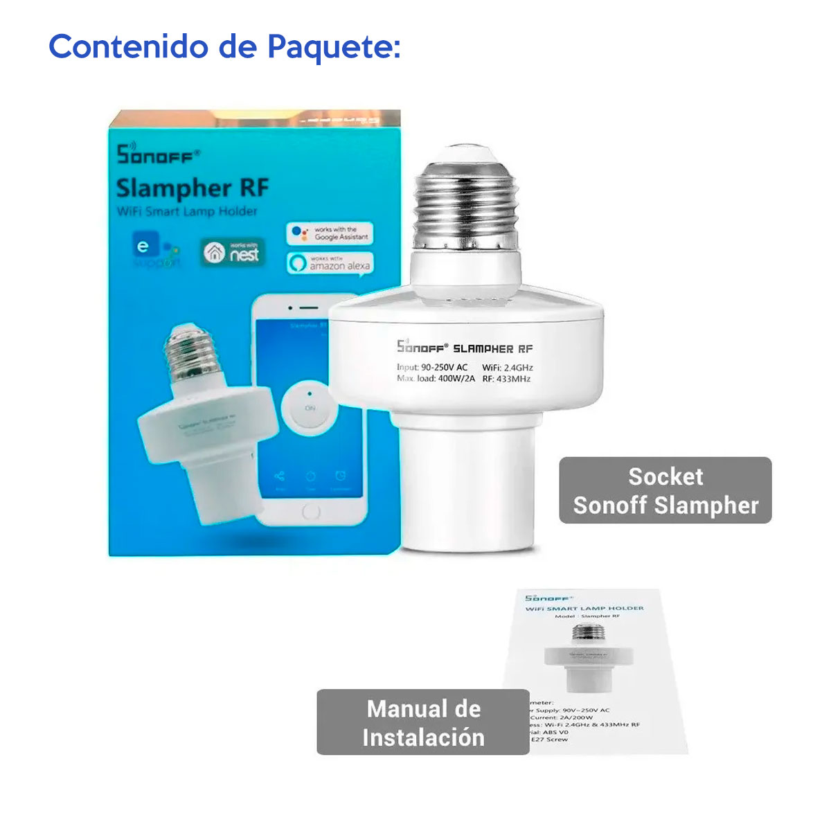 Socket Smart Wifi para foco rosca On/off Sonoff Slampher Rf