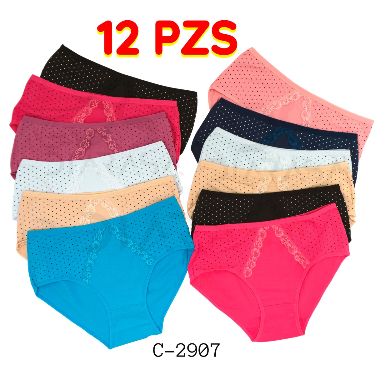 Panties algodón ropa interior de dama CLASSIC 12PZ MAYOREO        
