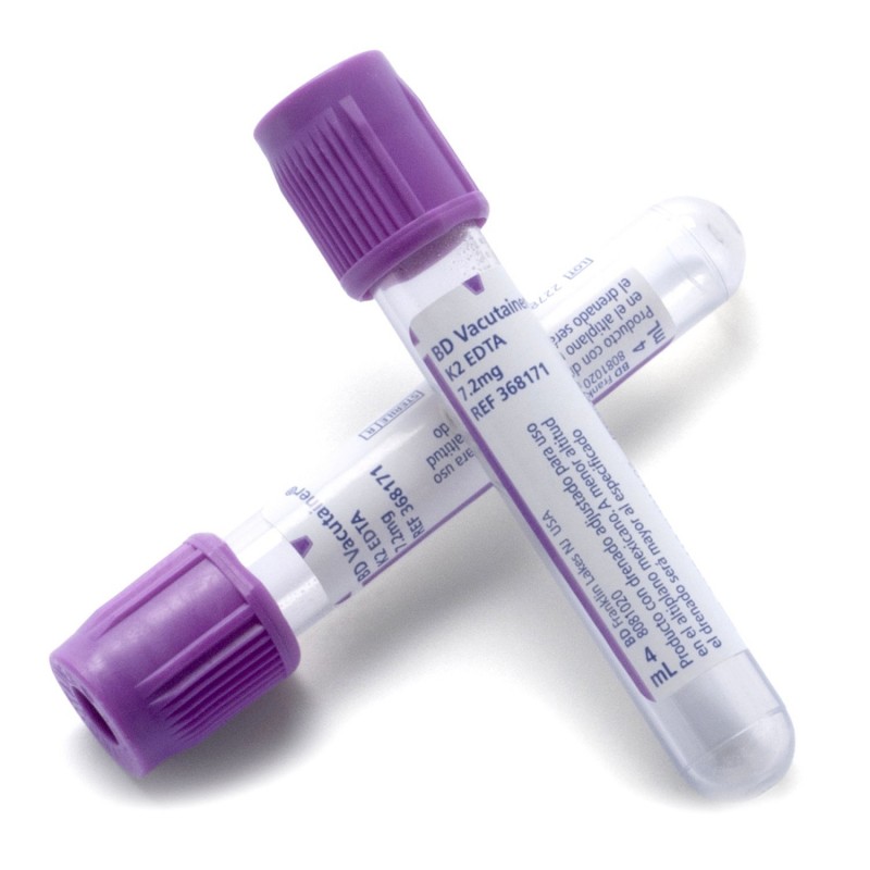 Tubo Bd Vacutainer Lila de 4 ml Gradilla con 100 piezas 