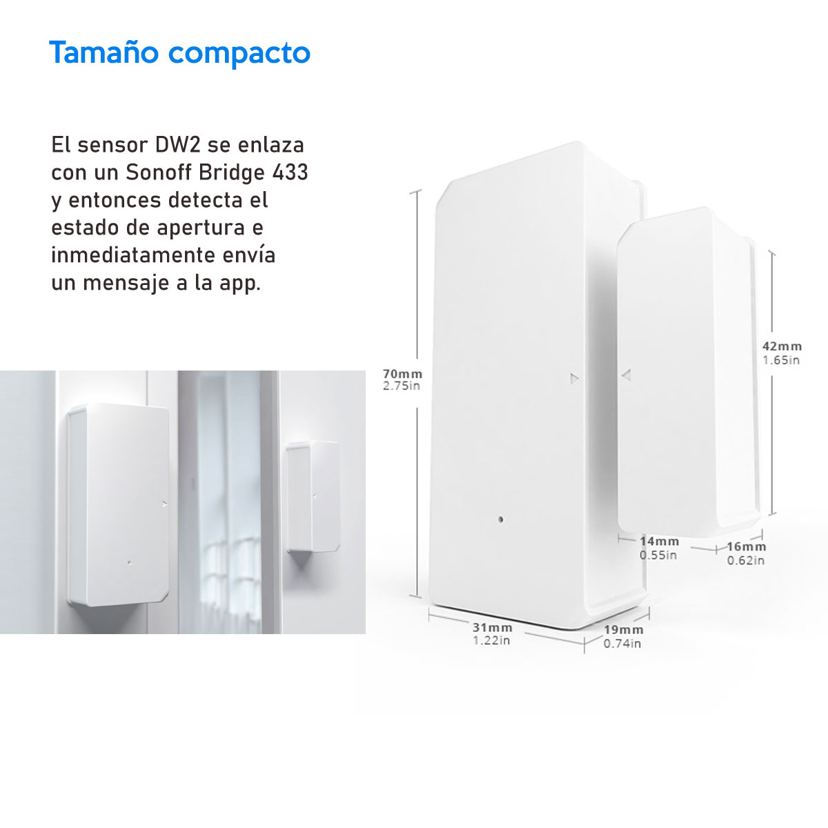 Sensor Dw2 Sonoff Rf 433mhz Alarma Para Puertas/ventanas