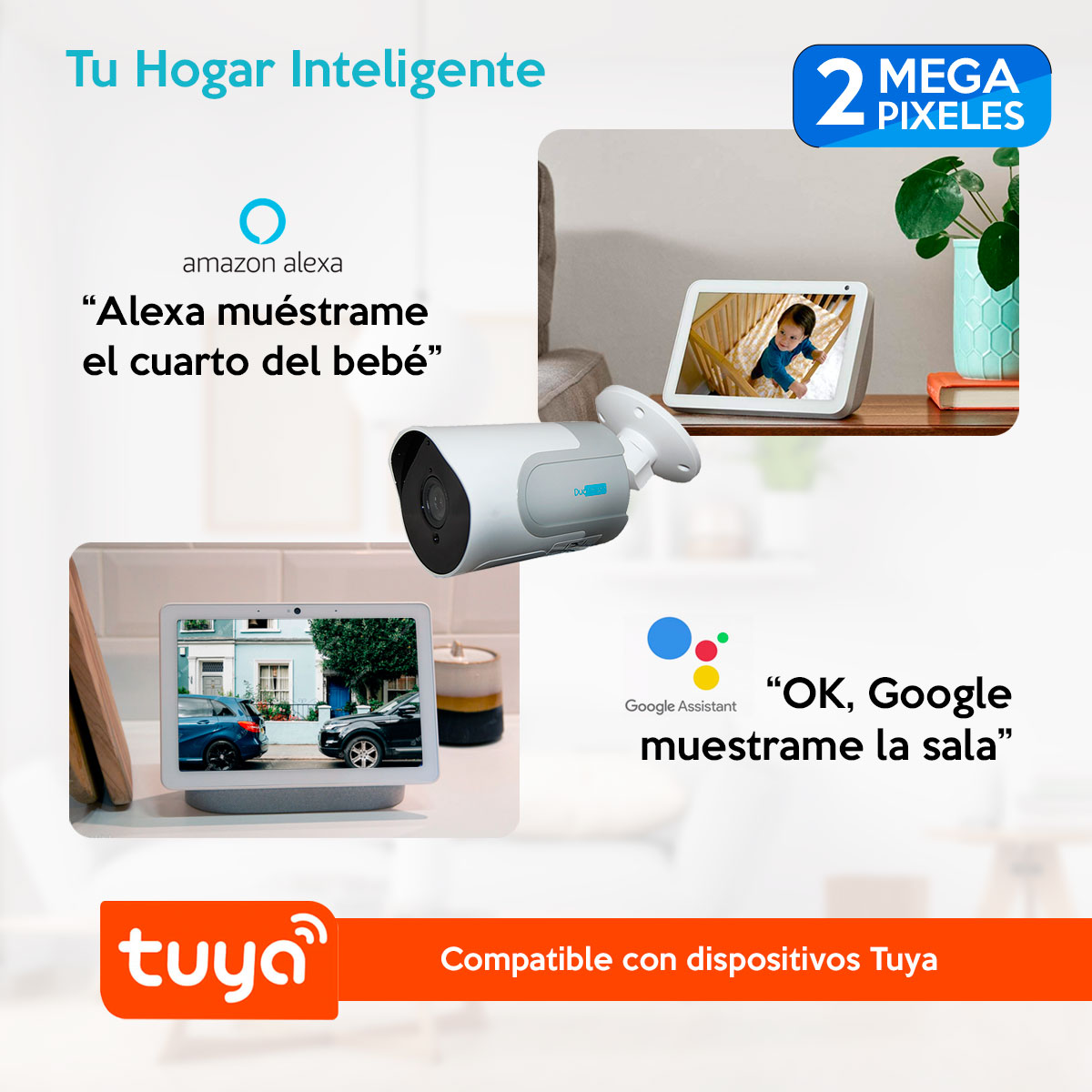 Wi-Fi Cámara exterior tipo bala 1080p Duosmart E30 compatible con Alexa/Google/Tuya